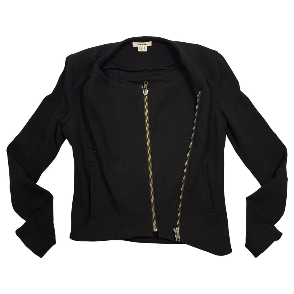 Helmut Lang Women Black Asymmetrical Zip Jacket Viscose Blend SW-CS1507 Sz Small